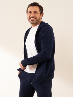 Truly Cashmere Knit Hoodie, Charcoal Marl, Midnight