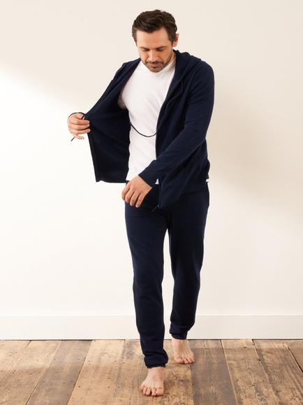 Truly Cashmere Knit Hoodie, Charcoal Marl - view 2, Midnight