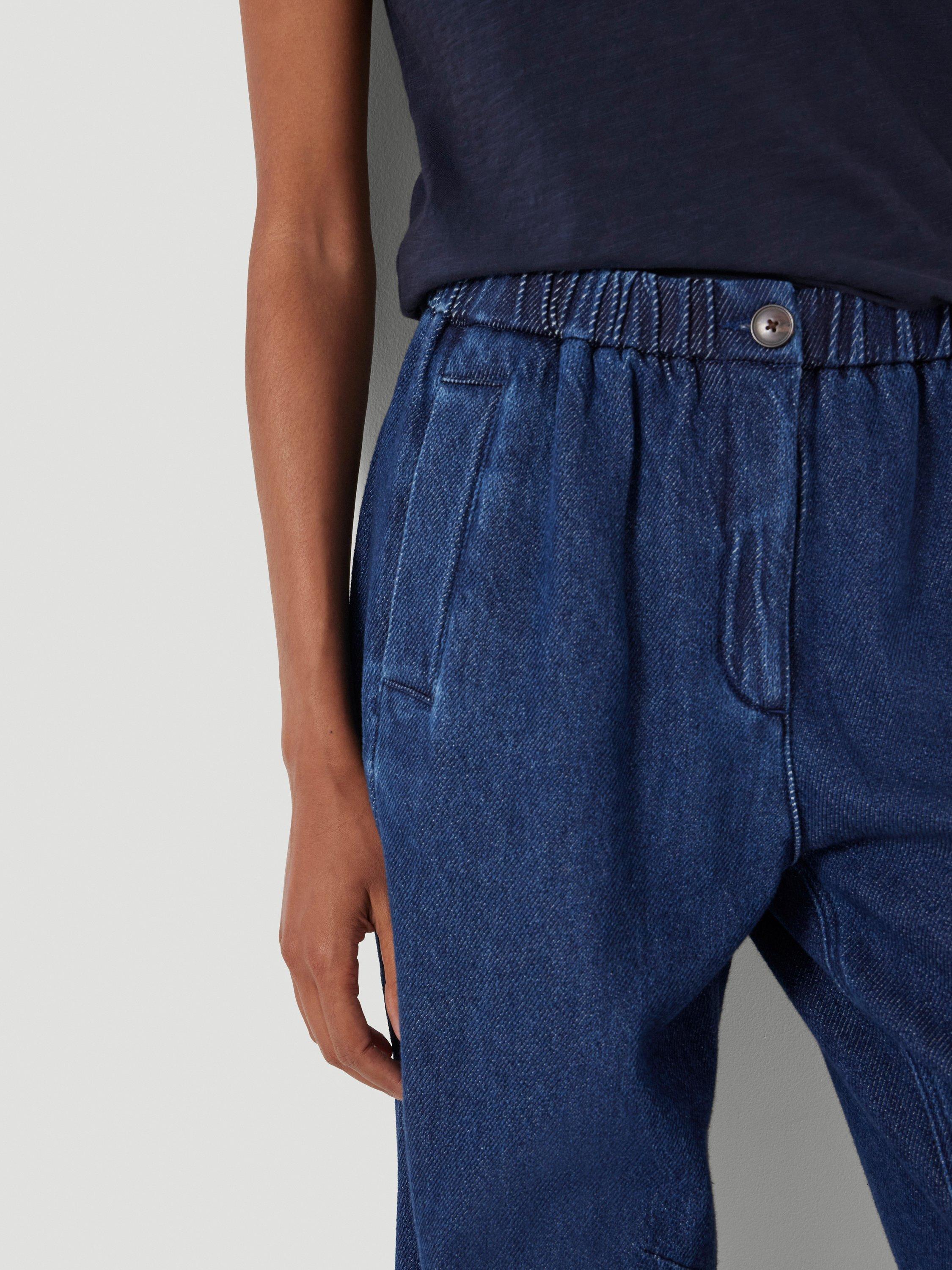 Product image 5 of 5, which shows HUSH Elasticated Waist Soft Barrel Jeans, Indigo Blue, 10R