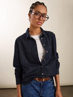 Baukjen Hattie Long Sleeve Denim Shirt, Dark Indigo, Dark Indigo
