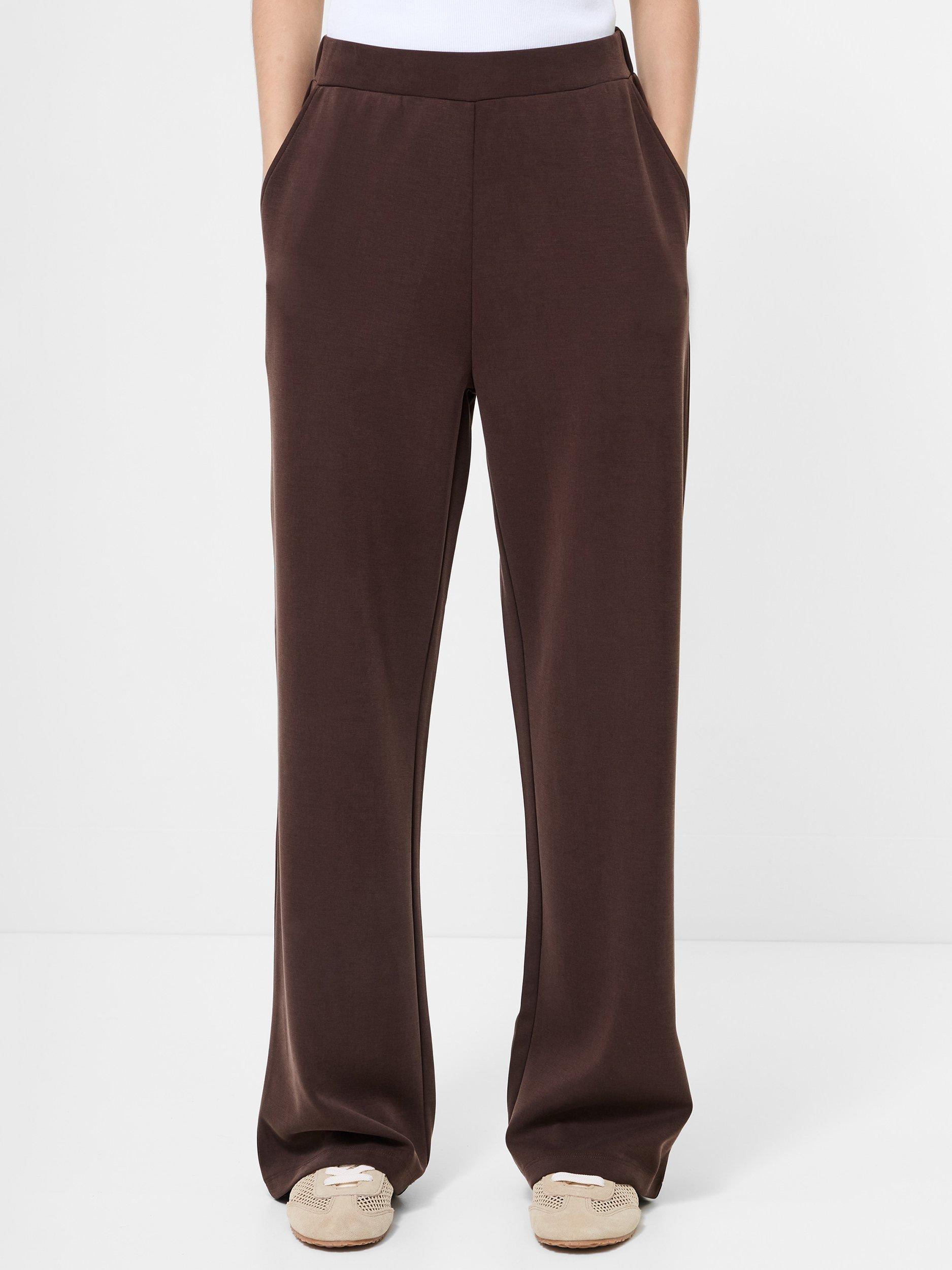 Product image 1 of 5, which shows French Connection Wren Slim Straight Trousers, Bitter Chocolate, XS