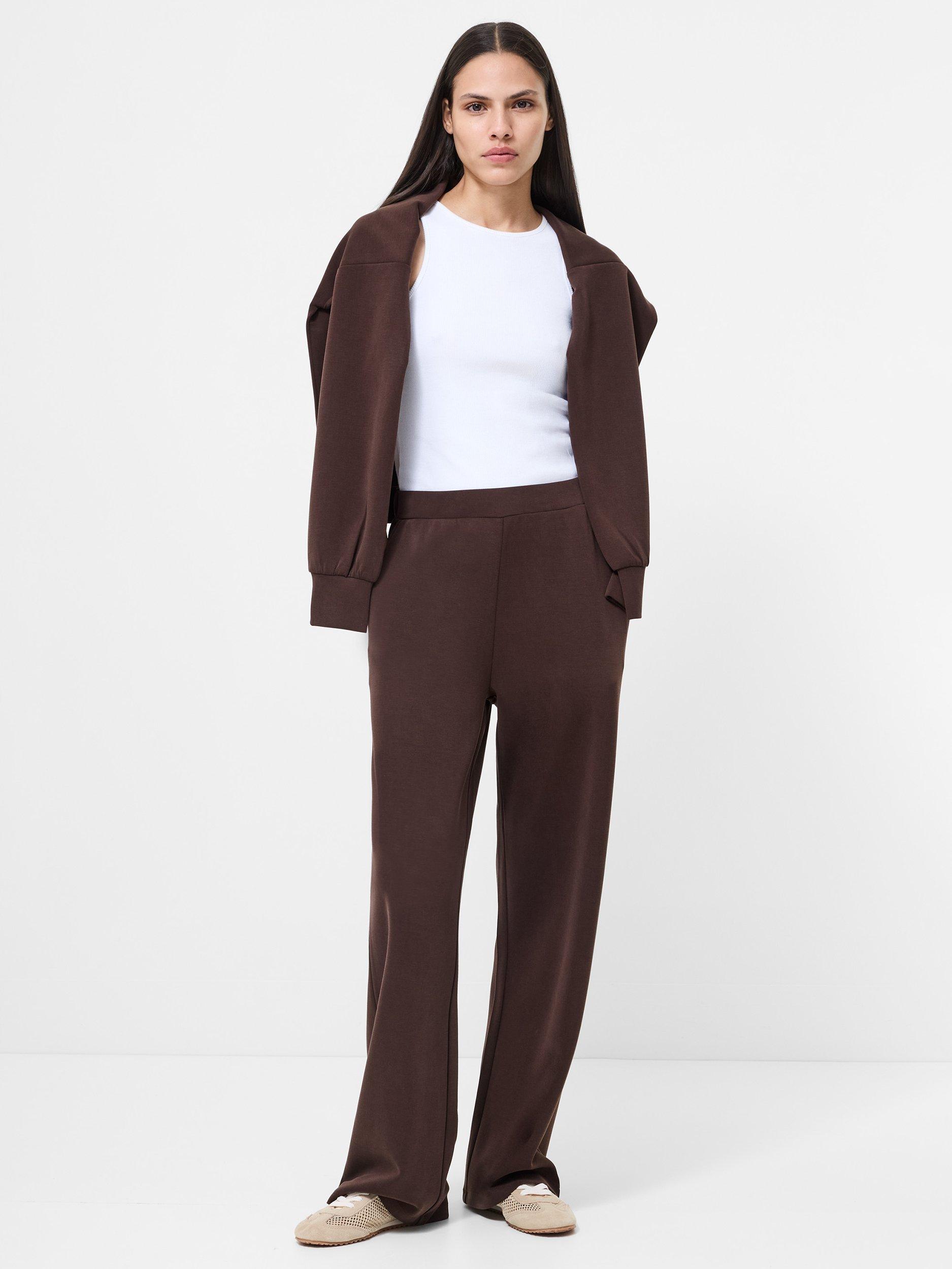 Product image 2 of 5, which shows French Connection Wren Slim Straight Trousers, Bitter Chocolate, XS