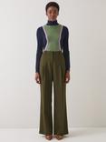 L.K.Bennett Petra Tailored Wide Leg Trousers, Dark Khaki