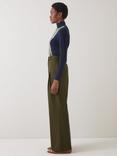 L.K.Bennett Petra Tailored Wide Leg Trousers, Dark Khaki