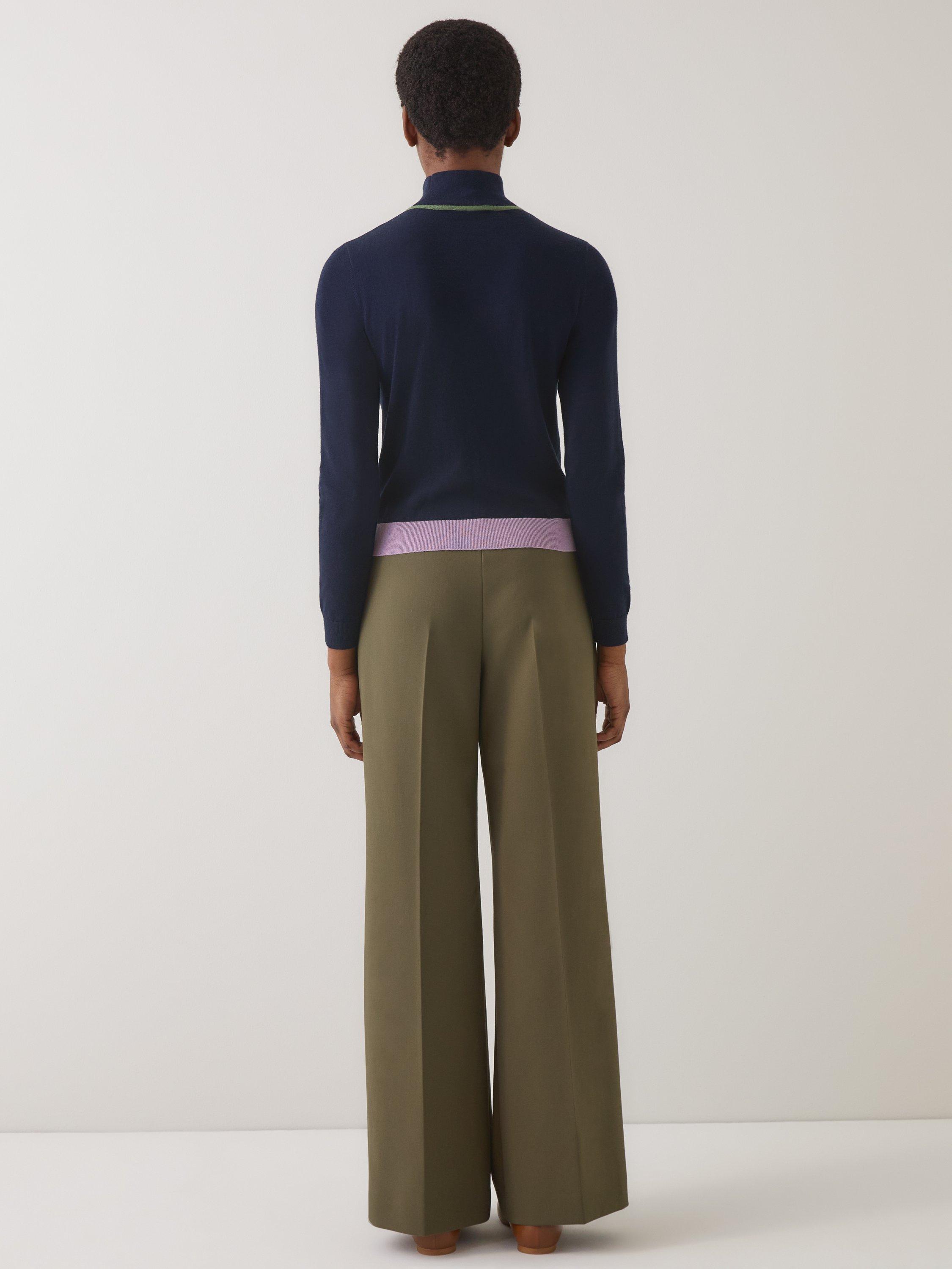 Product image 3 of 5, which shows L.K.Bennett Petra Tailored Wide Leg Trousers, Dark Khaki, 6