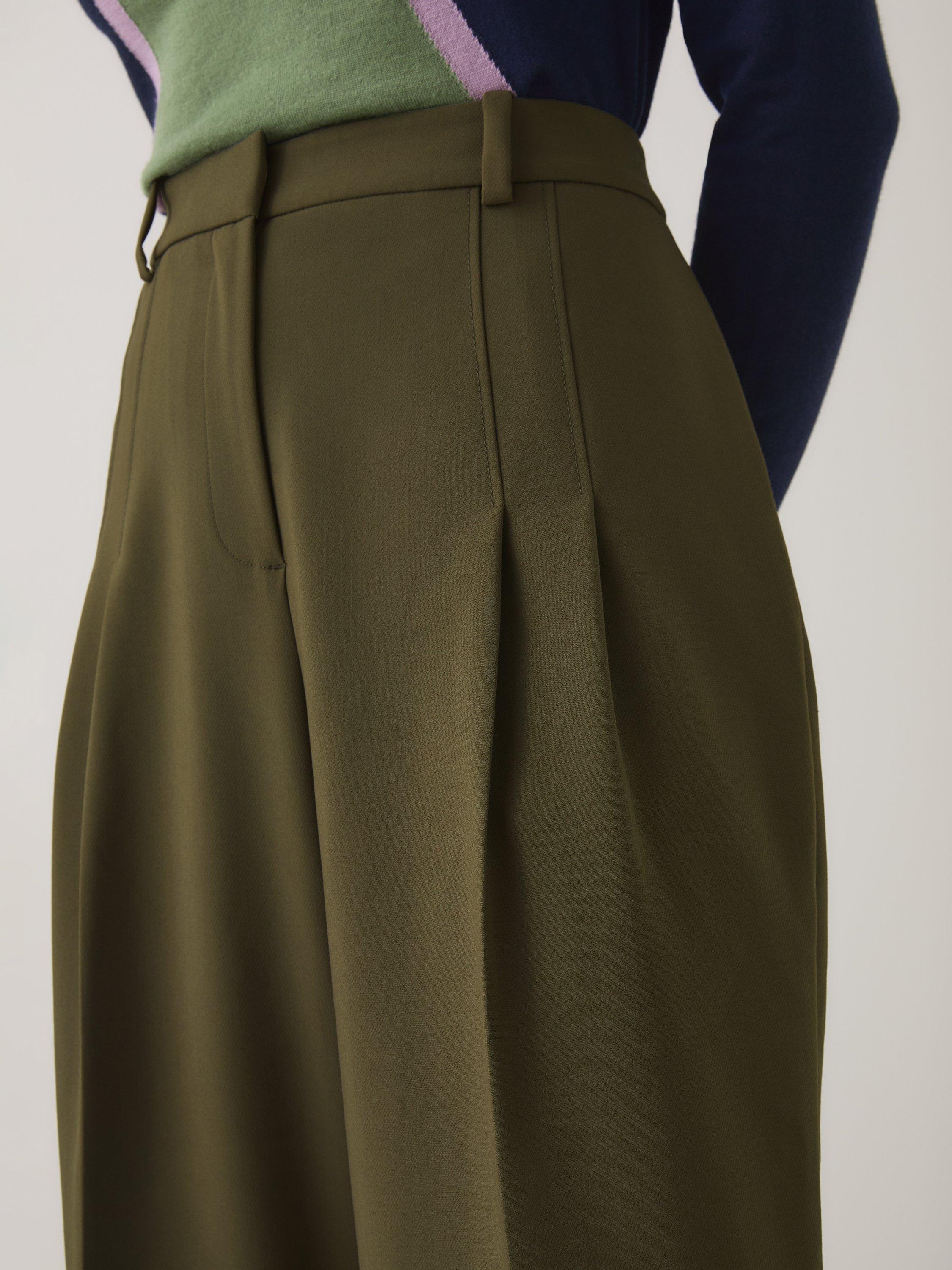 Product image 4 of 5, which shows L.K.Bennett Petra Tailored Wide Leg Trousers, Dark Khaki, 6