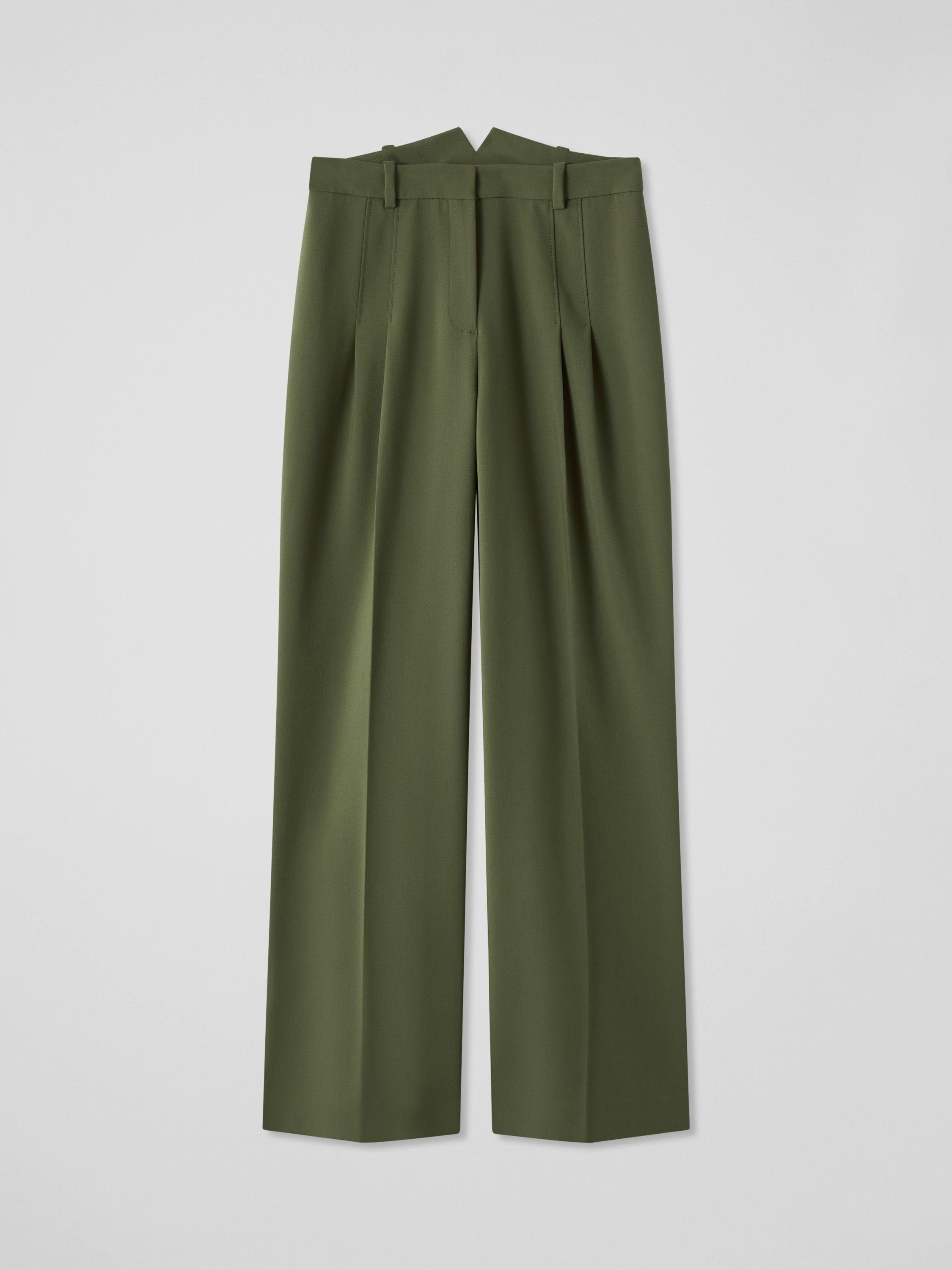 Product image 5 of 5, which shows L.K.Bennett Petra Tailored Wide Leg Trousers, Dark Khaki, 6