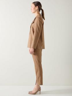 L.K.Bennett Amber Check Double Breasted Jacket, Brown - view 2, Brown