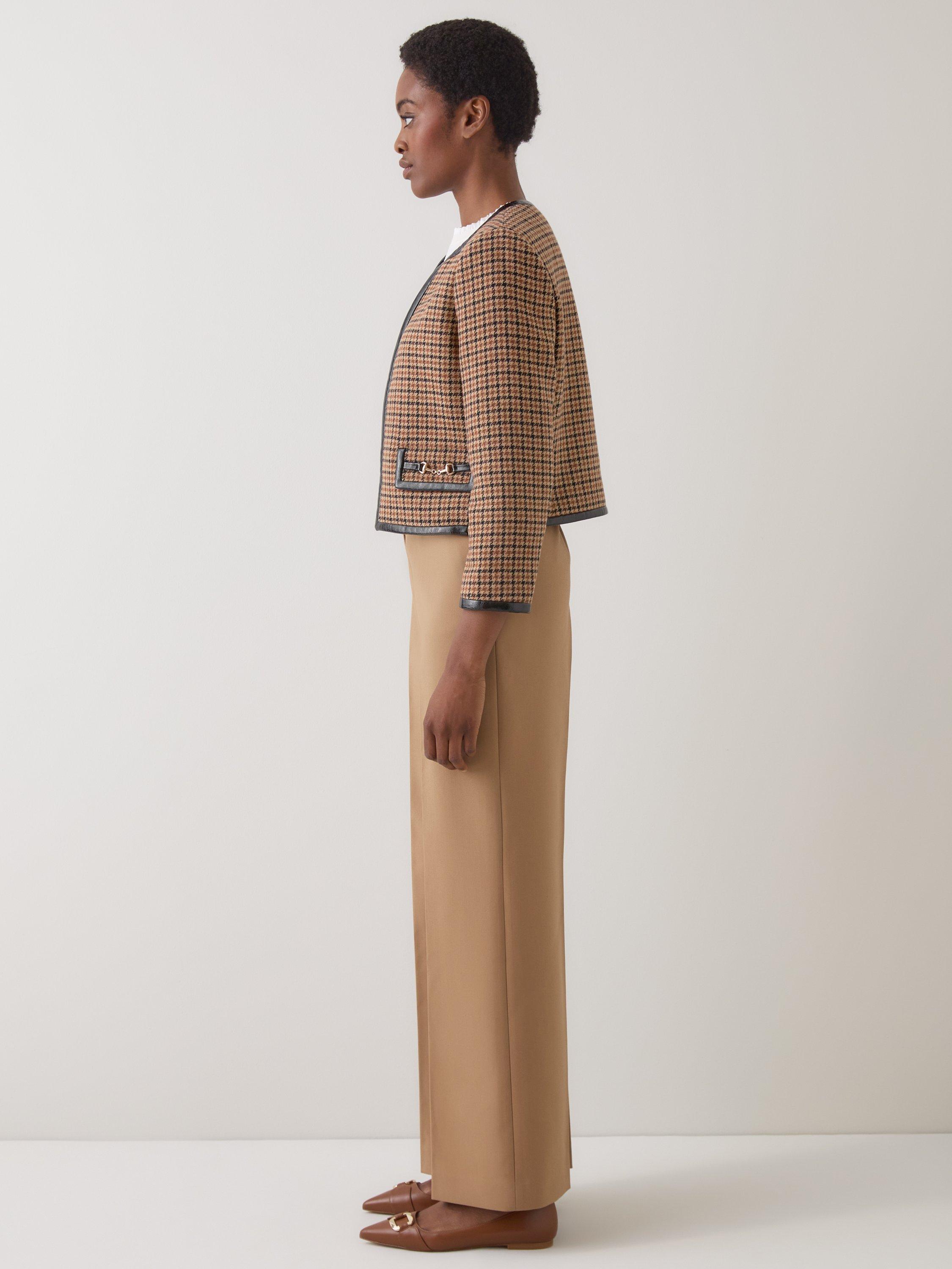 Product image 2 of 4, which shows L.K.Bennett Zisou Check Plaid Wool Rich Jacket, Brown/Multi, 10