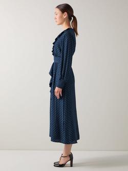 L.K.Bennett Adriana Logo Midi Dress, Midnight - view 2, Midnight