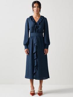 L.K.Bennett Petite Adriana Logo Midi Dress, Midnight, Midnight