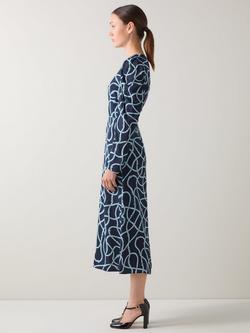 L.K.Bennett Juno Rope Print Midi Dress, Blue - view 2, Blue