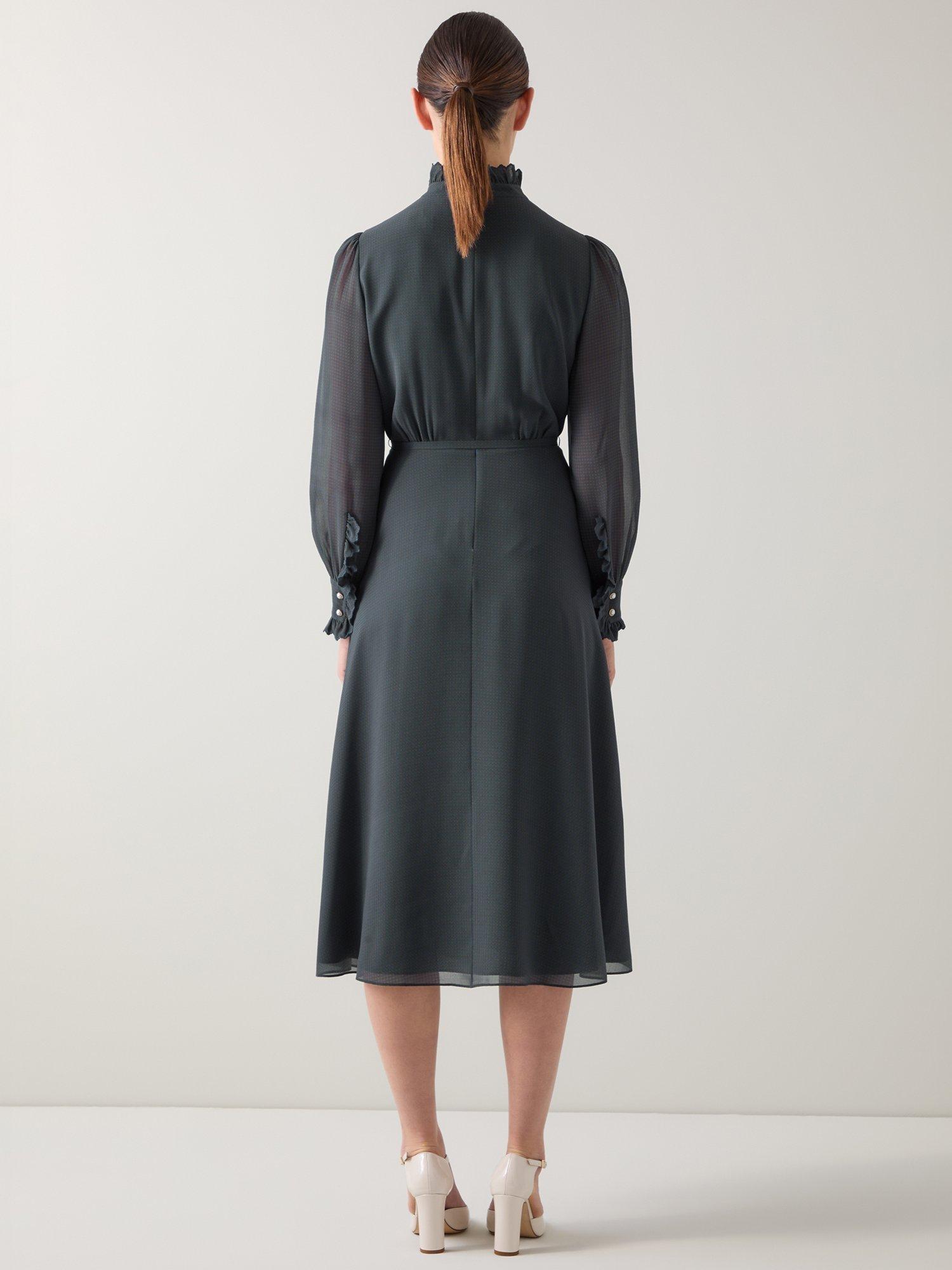 Product image 3 of 5, which shows L.K.Bennett Sadie Houndstooth Bib Dress, Blue, 4