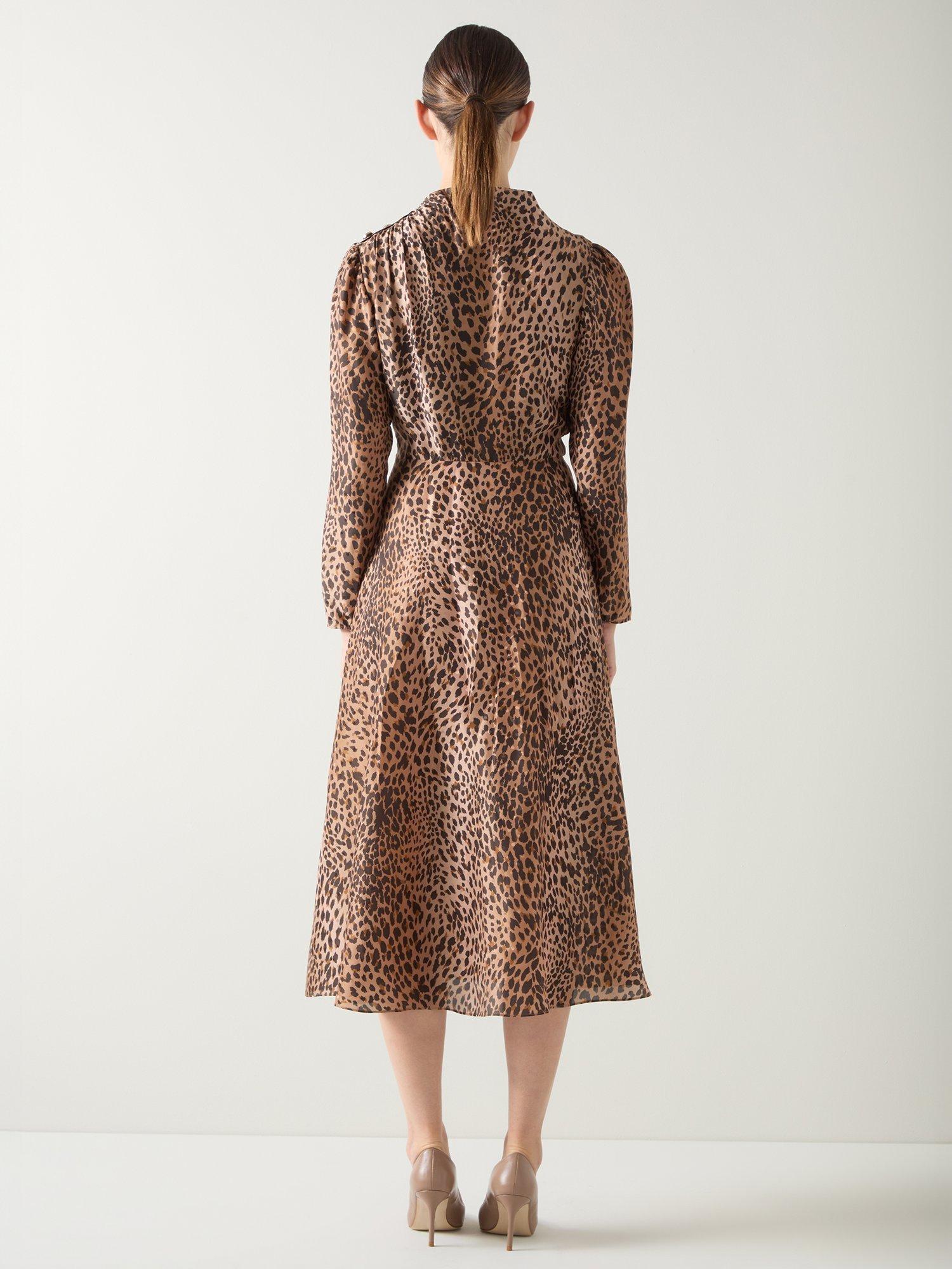 Product image 3 of 4, which shows L.K.Bennett Samantha Leopard Print Dress, Brown, 14