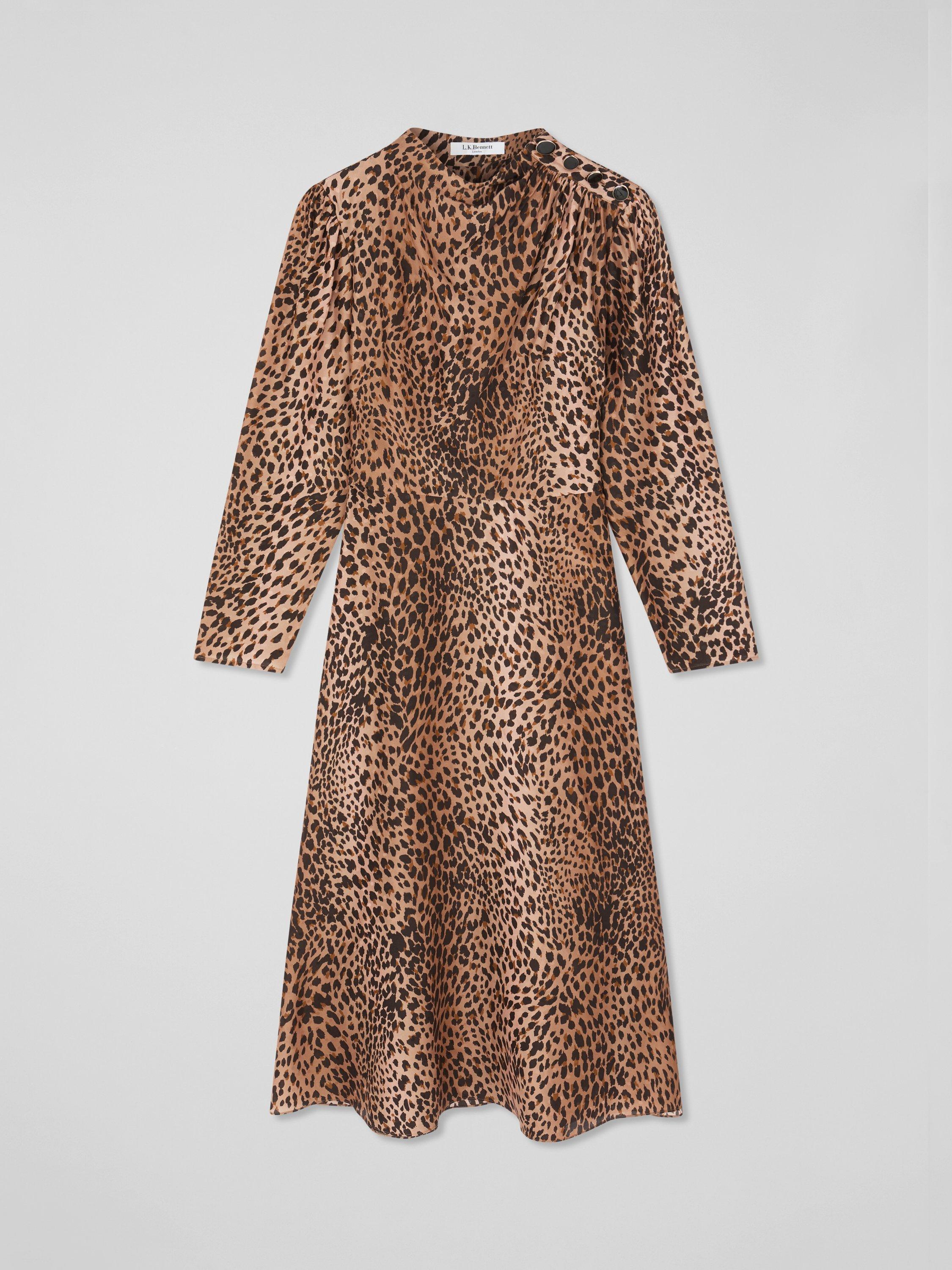 Product image 4 of 4, which shows L.K.Bennett Samantha Leopard Print Dress, Brown, 14