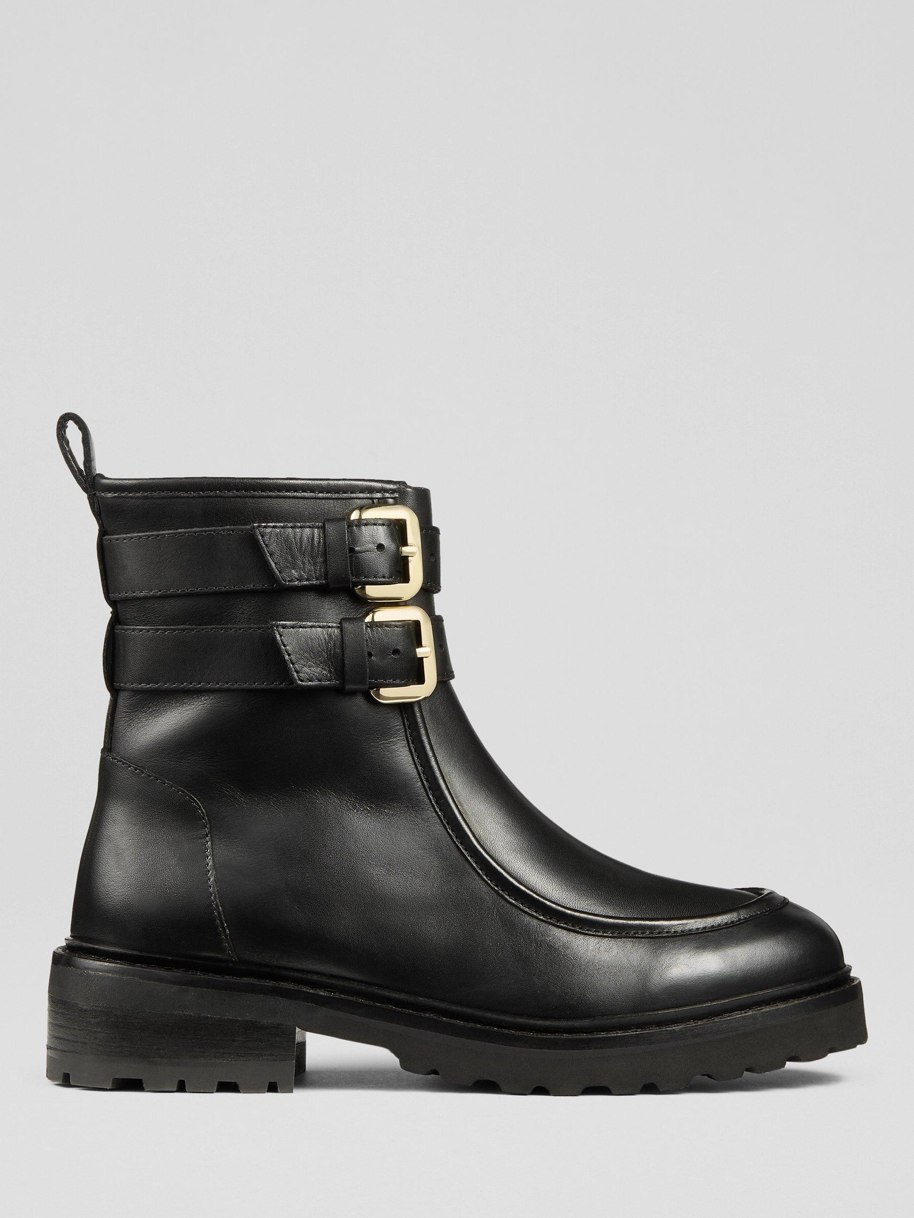 Product image 1 of 3, which shows L.K.Bennett Bennie Leather Buckle Ankle Boots, Black, 4