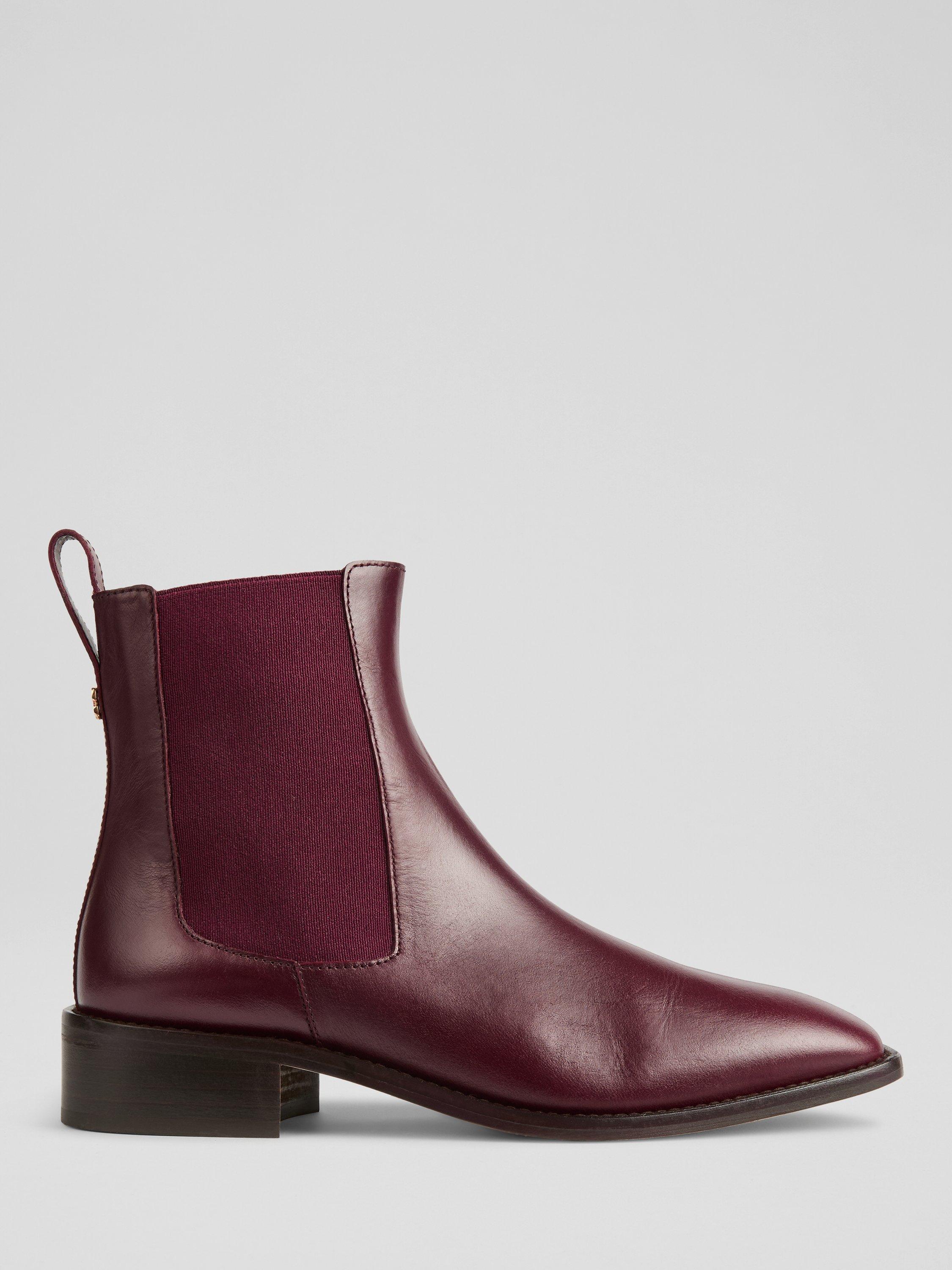 Product image 1 of 3, which shows L.K.Bennett Hattie Leather Chelsea Boots, Burgundy, 2