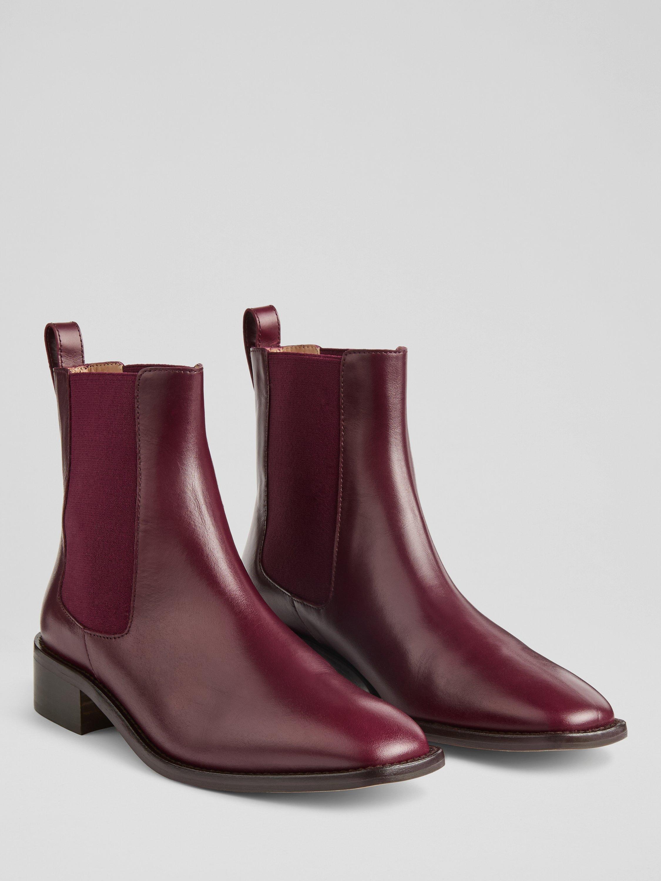 Product image 2 of 3, which shows L.K.Bennett Hattie Leather Chelsea Boots, Burgundy, 2
