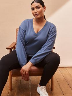 Live Unlimited Curve V Neck Sweatshirt, Blue - view 2, Blue