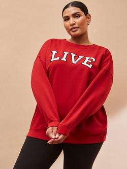 Live Unlimited Curve Live Slogan Oversized Sweatshirt, Red, Red