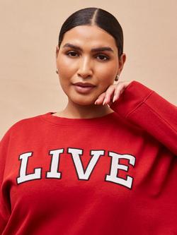 Live Unlimited Curve Live Slogan Oversized Sweatshirt, Red - view 2, Red