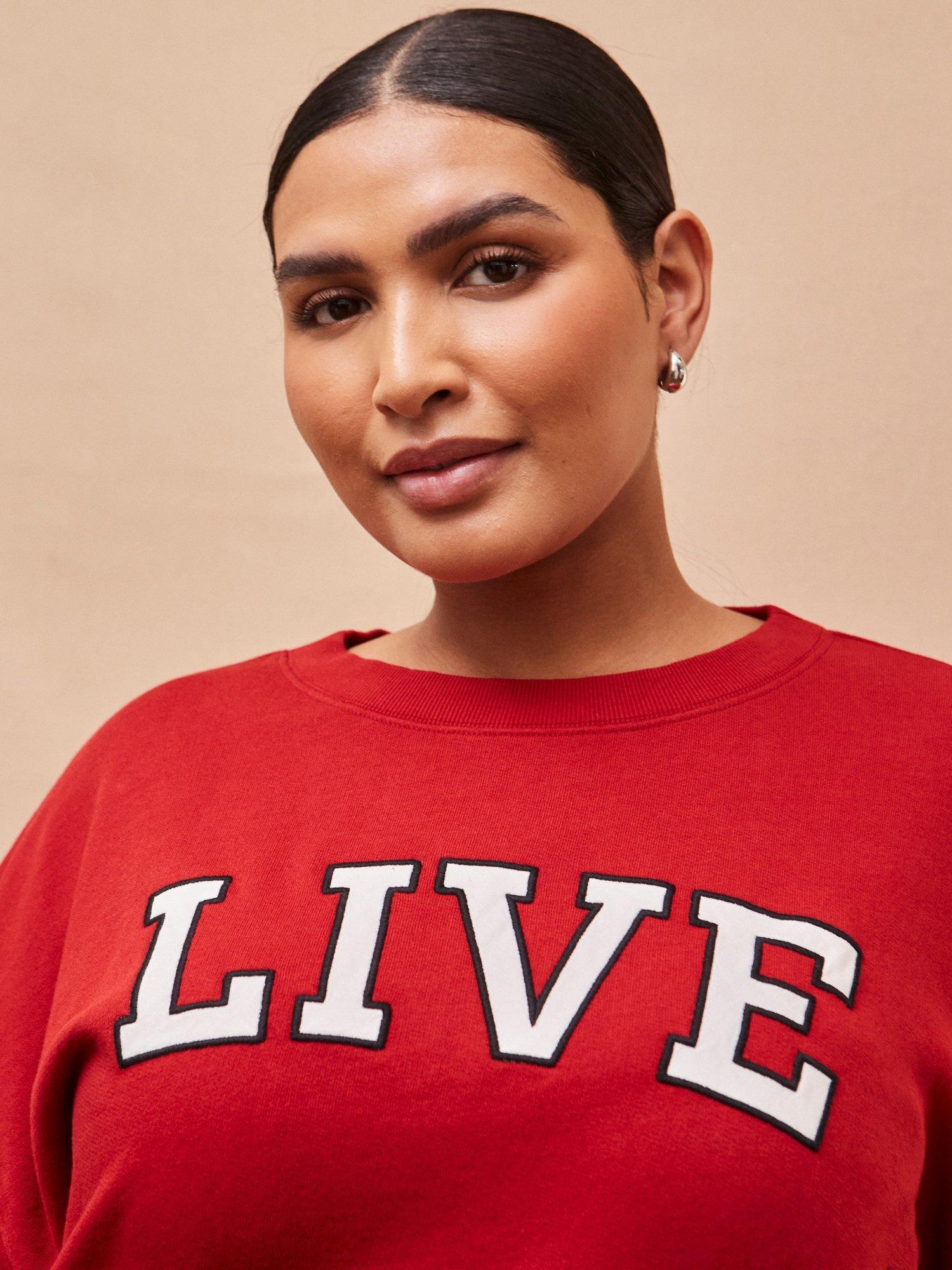Product image 3 of 4, which shows Live Unlimited Curve Live Slogan Oversized Sweatshirt, Red, 12