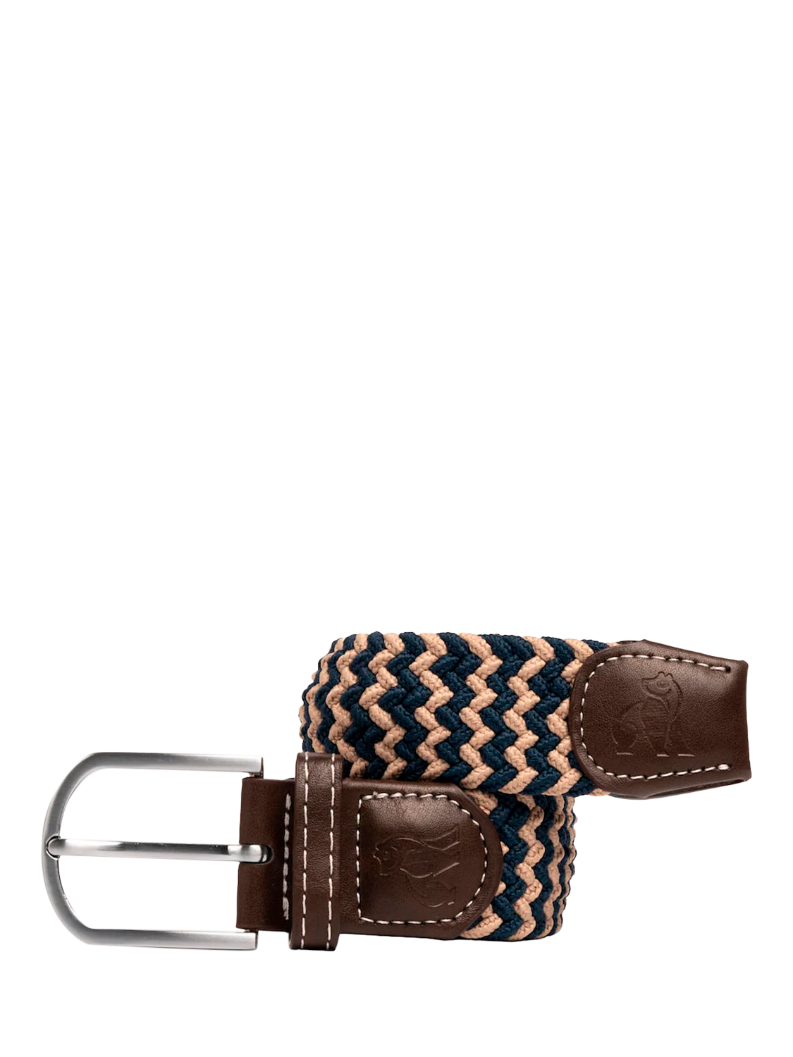 Product image 1 of 5, which shows Swole Panda ZigZag Woven Belt, Biege/Blue, L