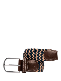 Swole Panda ZigZag Woven Belt, Beige/Blue, Biege/Blue