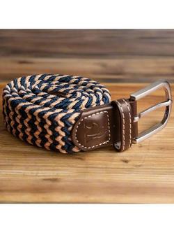 Swole Panda ZigZag Woven Belt, Beige/Blue - view 2, Biege/Blue