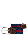 Swole Panda Stripe Woven Belt, Blue/Burgundy