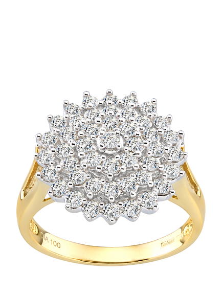 Mogul 18ct Yellow Gold Cluster Diamond Ring, Yellow