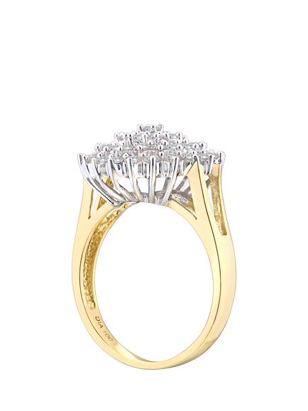 Mogul 18ct Yellow Gold Cluster Diamond Ring - view 2, Yellow