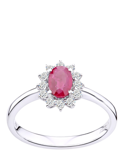 Mogul 18ct White Gold Diamond Ruby Ring, White