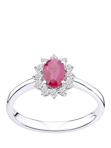 Mogul 18ct White Gold Diamond Ruby Ring, White