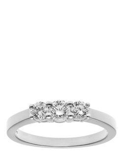 Mogul 18ct White Gold Diamond Trilogy Ring, White Gold