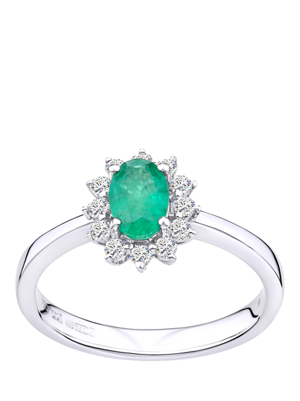 Mogul 18ctWhite Gold Emerald and Diamond Ring, White