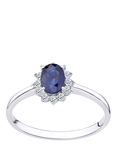 Mogul 18ct White Gold Oval Sapphire and Diamond Ring