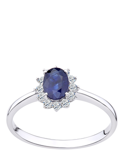 Mogul 18ct White Gold Oval Sapphire and Diamond Ring, White