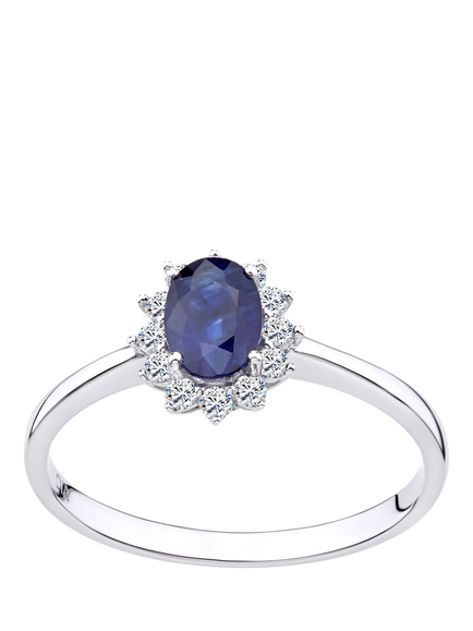 Mogul 18ct White Gold Oval Sapphire and Diamond Ring, White