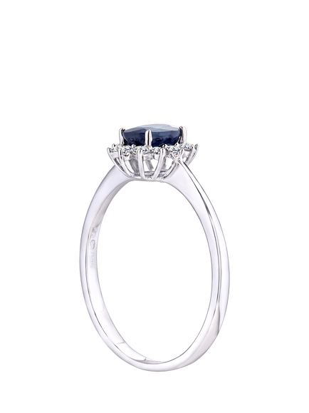 Mogul 18ct White Gold Oval Sapphire and Diamond Ring - view 2, White