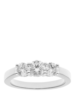 Mogul 18ct White Gold Diamond Trilogy Ring, White