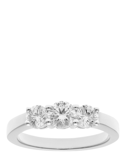 Mogul 18ct White Gold Diamond Trilogy Ring, White
