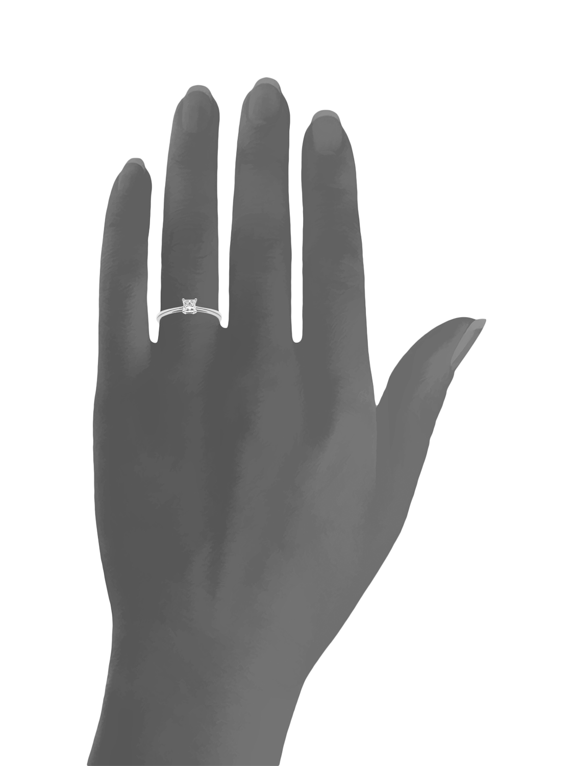 Product image 5 of 6, which shows Mogul 18ct White Gold Princess Diamond Engagement Ring, J
