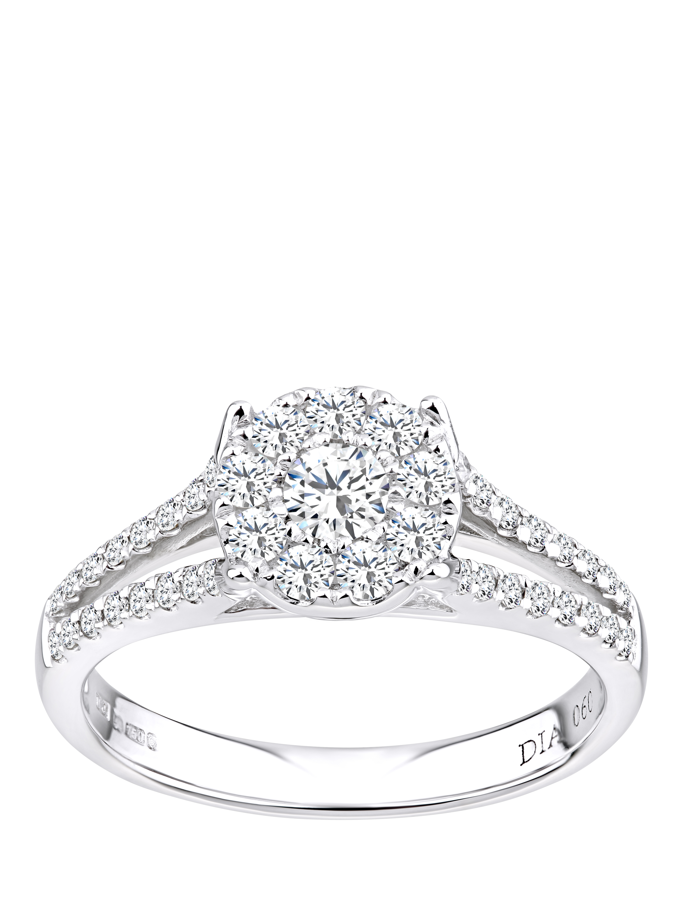 Product image 1 of 4, which shows Mogul 18ct White Gold Halo Diamond Engagement Ring, J