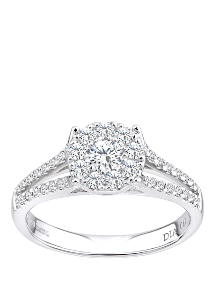 Mogul 18ct White Gold Halo Diamond Engagement Ring, White