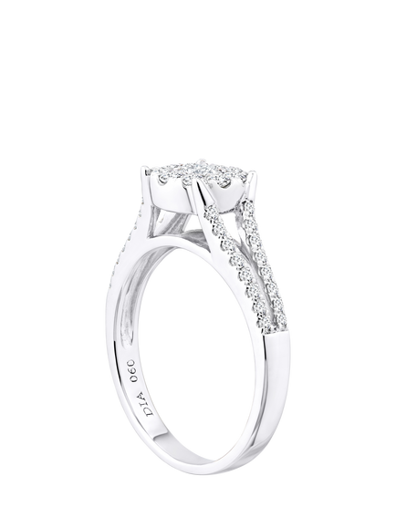 Mogul 18ct White Gold Halo Diamond Engagement Ring - view 2, White