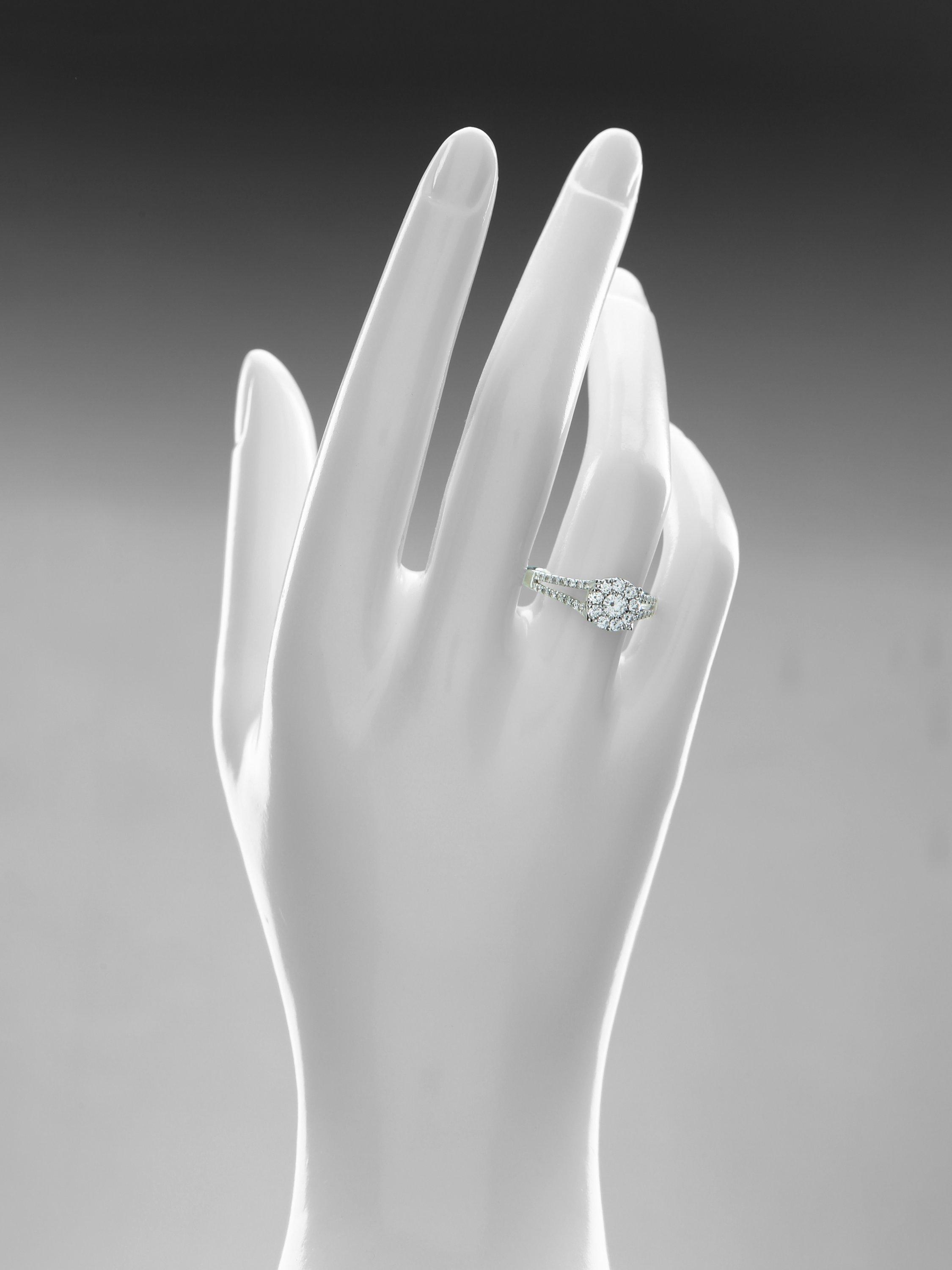 Product image 3 of 4, which shows Mogul 18ct White Gold Halo Diamond Engagement Ring, J