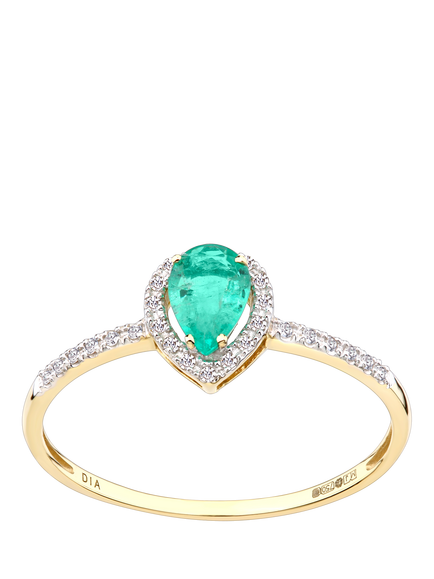 Mogul 18ct Yellow Gold Emerald and Diamond Ring, Yellow Gold