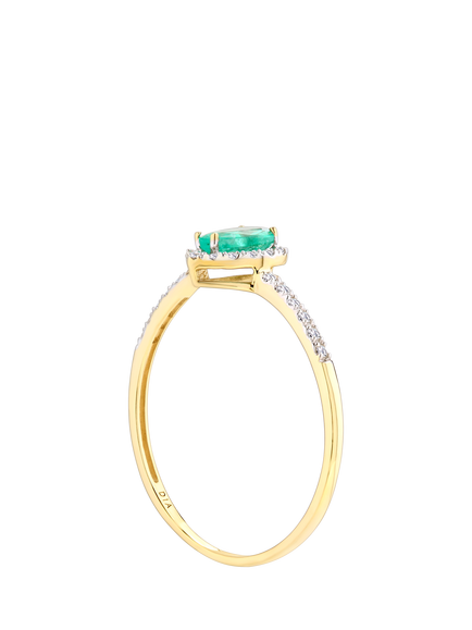 Mogul 18ct Yellow Gold Emerald and Diamond Ring - view 2, Yellow Gold