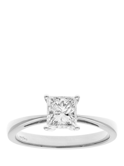 Mogul 18ct White Gold Princess Solitaire Diamond Engagement Ring, White